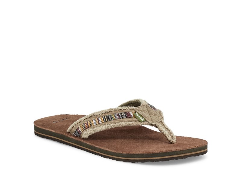 Sanuk Fraid So Eco-Friendly - Sanuk Flip Flops Mens Khaki - Philippines ZTQLDA375